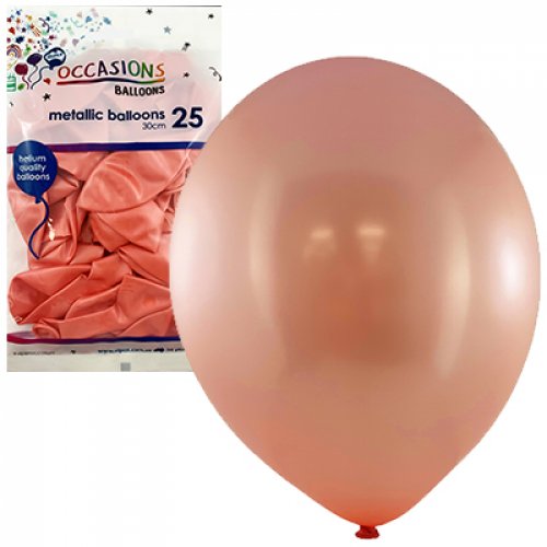 Balloon Mettalic 30Cm 25Pk - Rose Gold