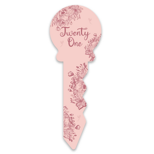 Ronis 21 Birthday Key Small Pink Floral