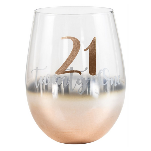 Ronis 21 Ombre Stemless Wine Glass Rose Gold 600ml