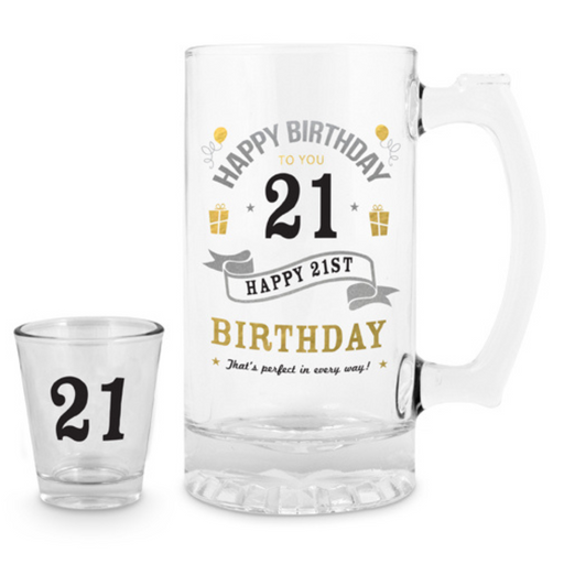 Ronis 21 Shot Glass and Beer Stein Set