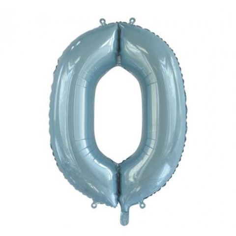 FOIL BALLOON 86cm Light Blue Number #0