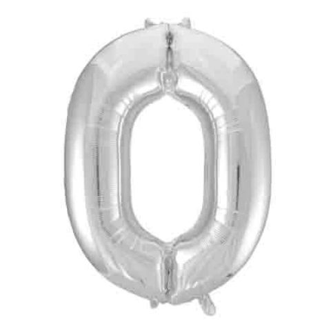 FOIL BALLOON 86cm Silver Number (0)