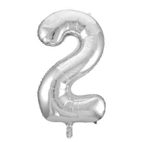 FOIL BALLOON 86cm Silver Number #2