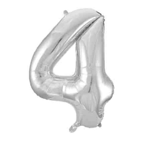 FOIL BALLOON 86cm Silver Number #4