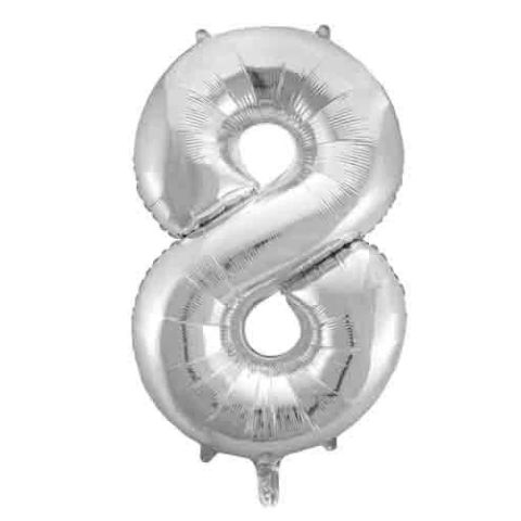 FOIL BALLOON 86cm Silver Number (8)