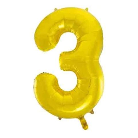 FOIL BALLOON 86cm Gold Number #3