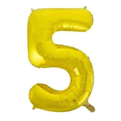 FOIL BALLOON 86cm Gold Number #5