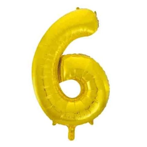 FOIL BALLOON 86cm Gold Number #6