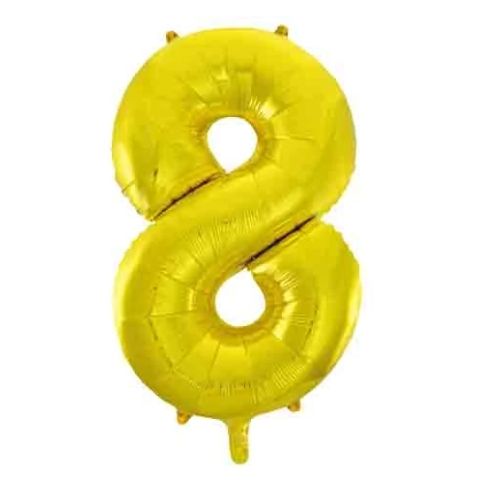 FOIL BALLOON 86cm Gold Number #8