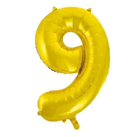 FOIL BALLOON 86cm Gold Number #9