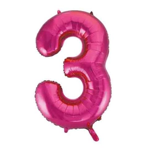 FOIL BALLOON 86cm Magenta Number #3