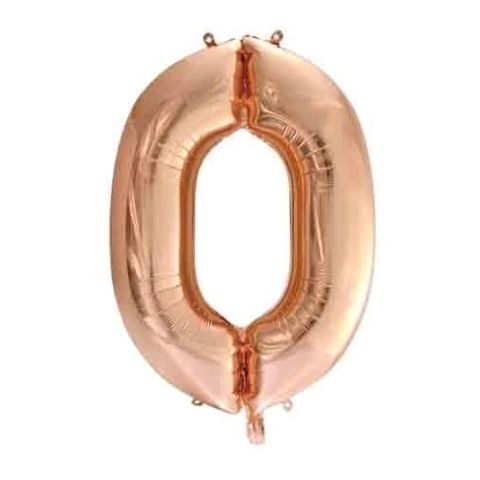 FOIL BALLOON 86cm Rose Gold Number #0