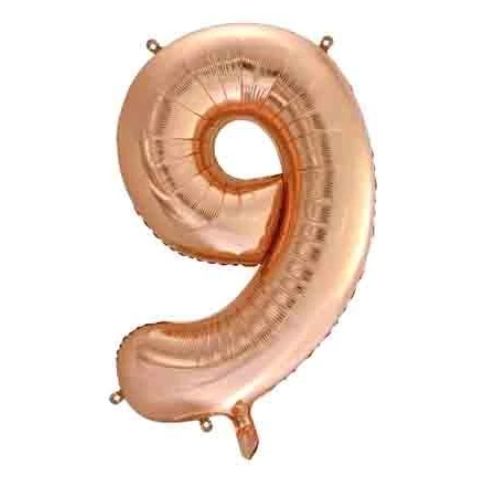 FOIL BALLOON 86cm Rose Gold Number #9