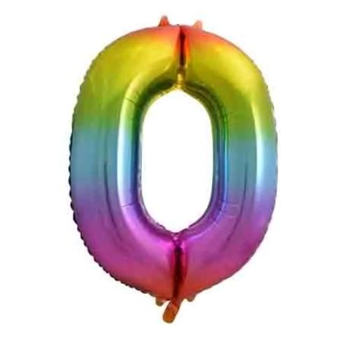 FOIL BALLOON 86cm Rainbow Number (0)