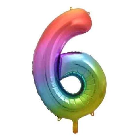 FOIL BALLOON 86cm Rainbow Number #6