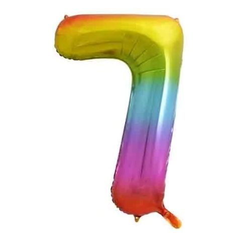 FOIL BALLOON 86cm Rainbow Number (7)