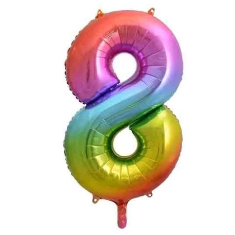 FOIL BALLOON 86cm Rainbow Number #8