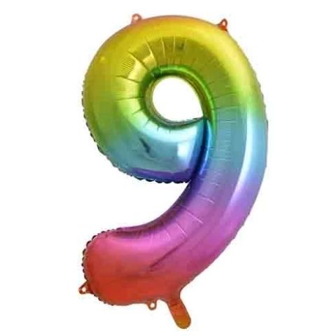 FOIL BALLOON 86cm Rainbow Number #9