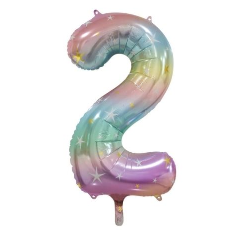 FOIL BALLOON 86cm Pastel Rainbow Number #2