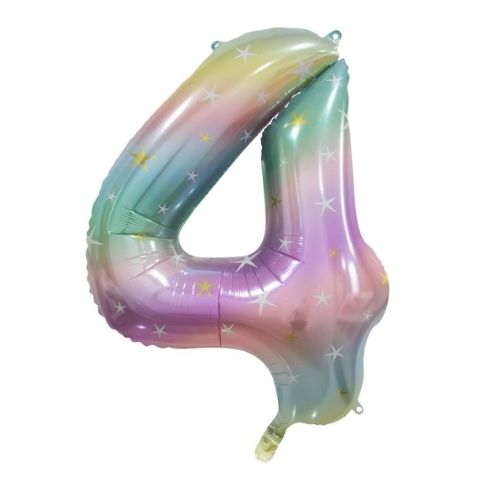 FOIL BALLOON 86cm Pastel Rainbow Number #4