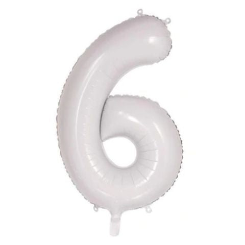 FOIL BALLOON 86cm White Number #6