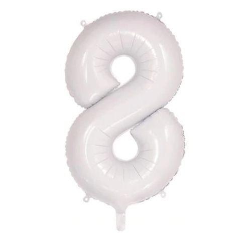 FOIL BALLOON 86cm White Number #8