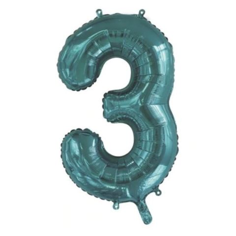 FOIL BALLOON 86cm Teal Number #3
