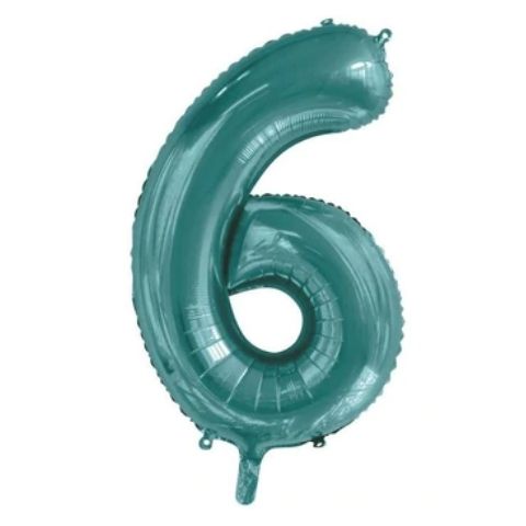 FOIL BALLOON 86cm Teal Number #6