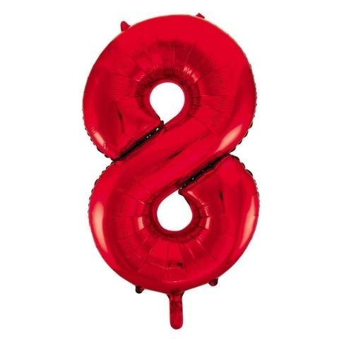 FOIL BALLOON 86cm Red Number #8