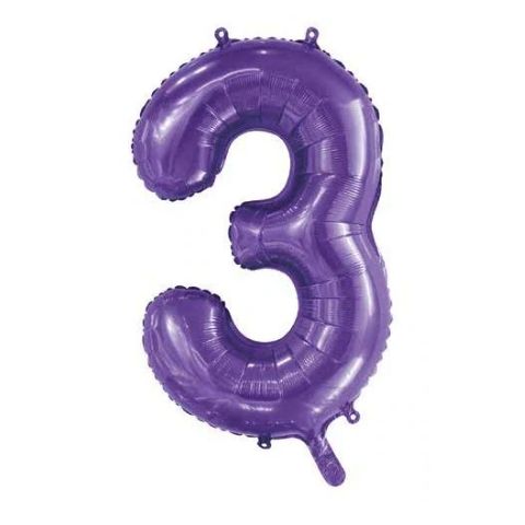FOIL BALLOON 86cm Purple Number #3