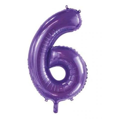 FOIL BALLOON 86cm Purple Number (6)
