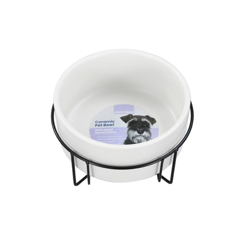 Ceramic Pet Bowl With Metal Stand 16cm 950ml