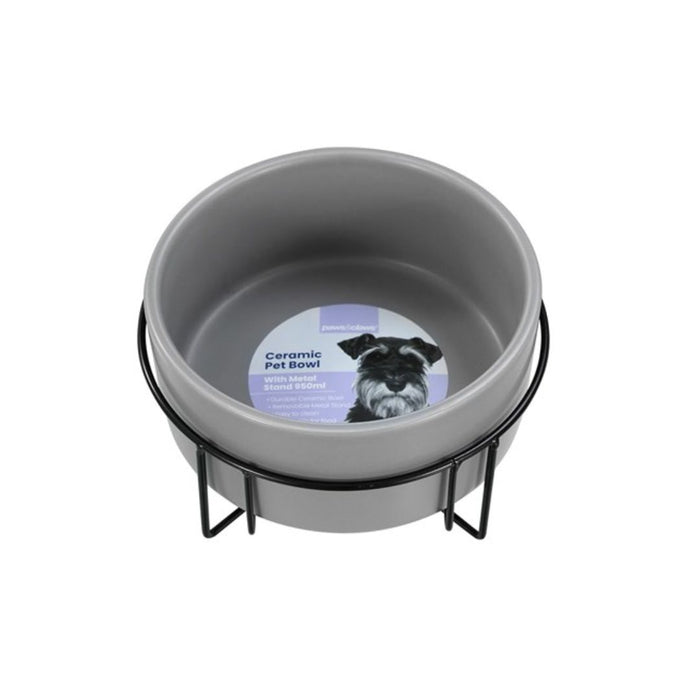 Ceramic Pet Bowl With Metal Stand 16cm 950ml
