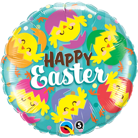 Happy Easter Chicks Circle Foil Balloon 45cm
