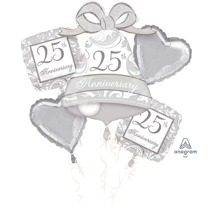 Balloon Bouquet Silver Scroll 25th Anniversary P75