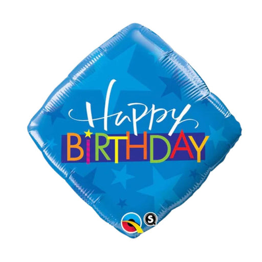 Ronis Standard Foil Balloon 45cm Diamond Birthday Blue Stars