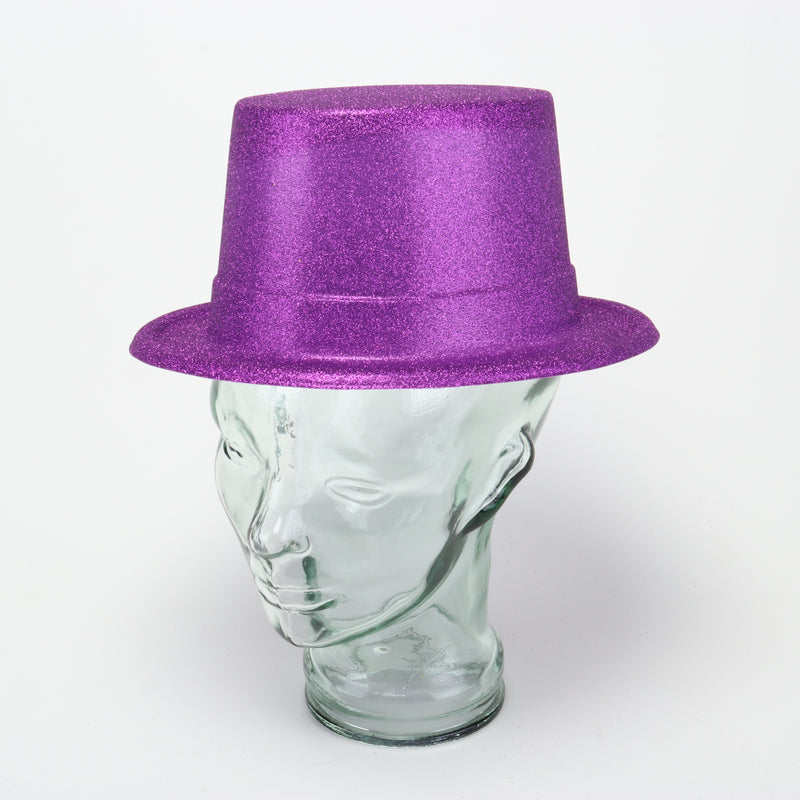 Craft Hat High Top Glitter Covered PVC Childrens 28.5cm x 24cm x 12cm Pink, Purple, Light Blue, Green, Yellow & Silver