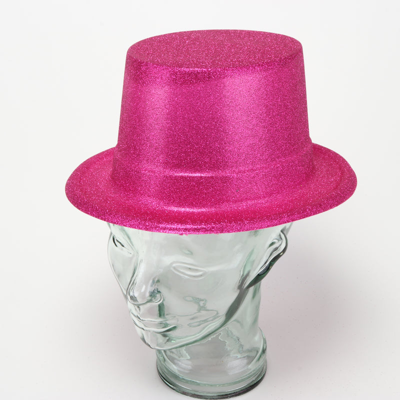 Craft Hat High Top Glitter Covered PVC Childrens 28.5cm x 24cm x 12cm Pink, Purple, Light Blue, Green, Yellow & Silver