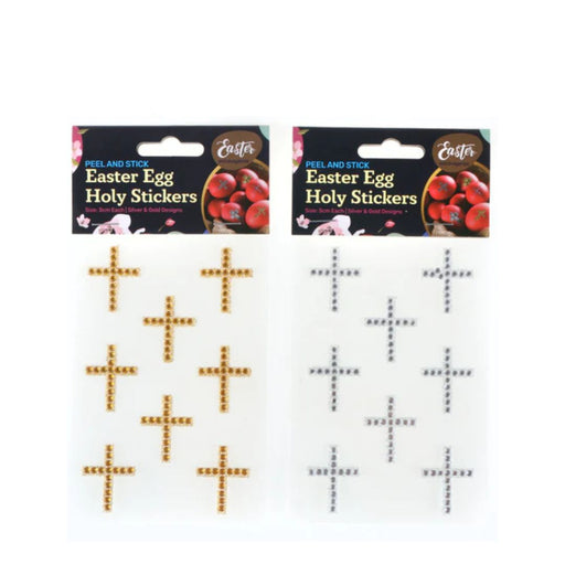 Easter Egg Holy Cross Stickers 3cm Silver & Gold