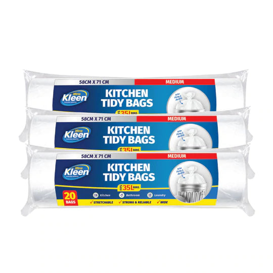 Bin Liner Tidy Garbage Bag 35L 20pk Large White
