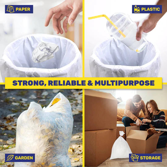 Bin Liner Tidy Garbage Bag 35L 20pk Large White