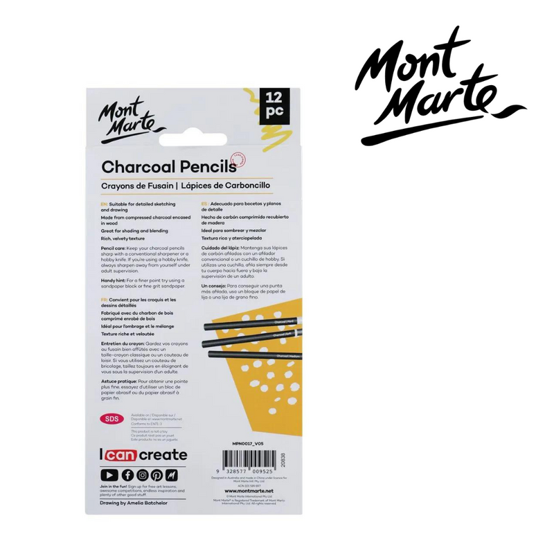 MM Charcoal Pencils 12pc