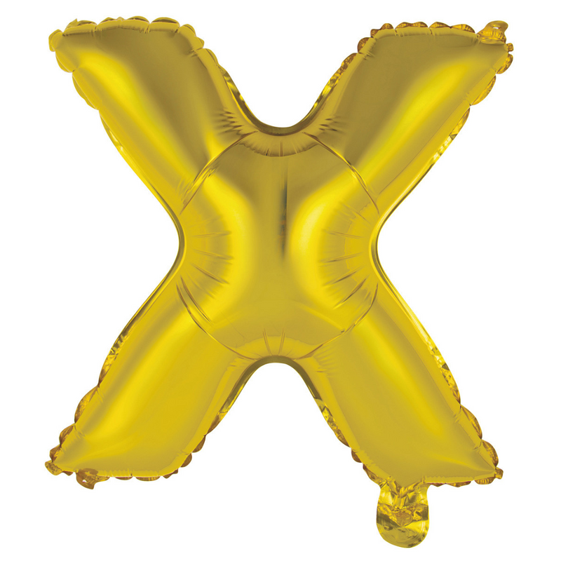 Alphabet X Foil Balloon Gold 35cm