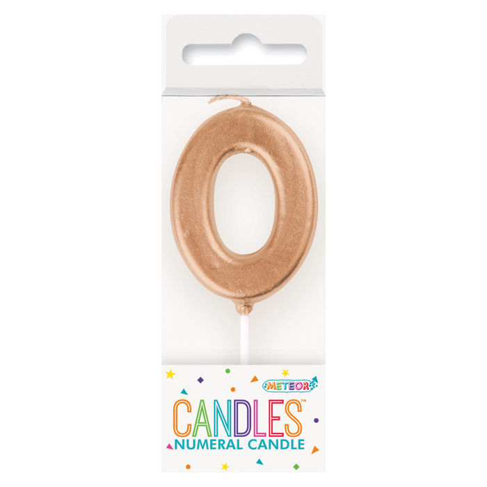 Mini Rose Gold Numeral Pick Candles - 0
