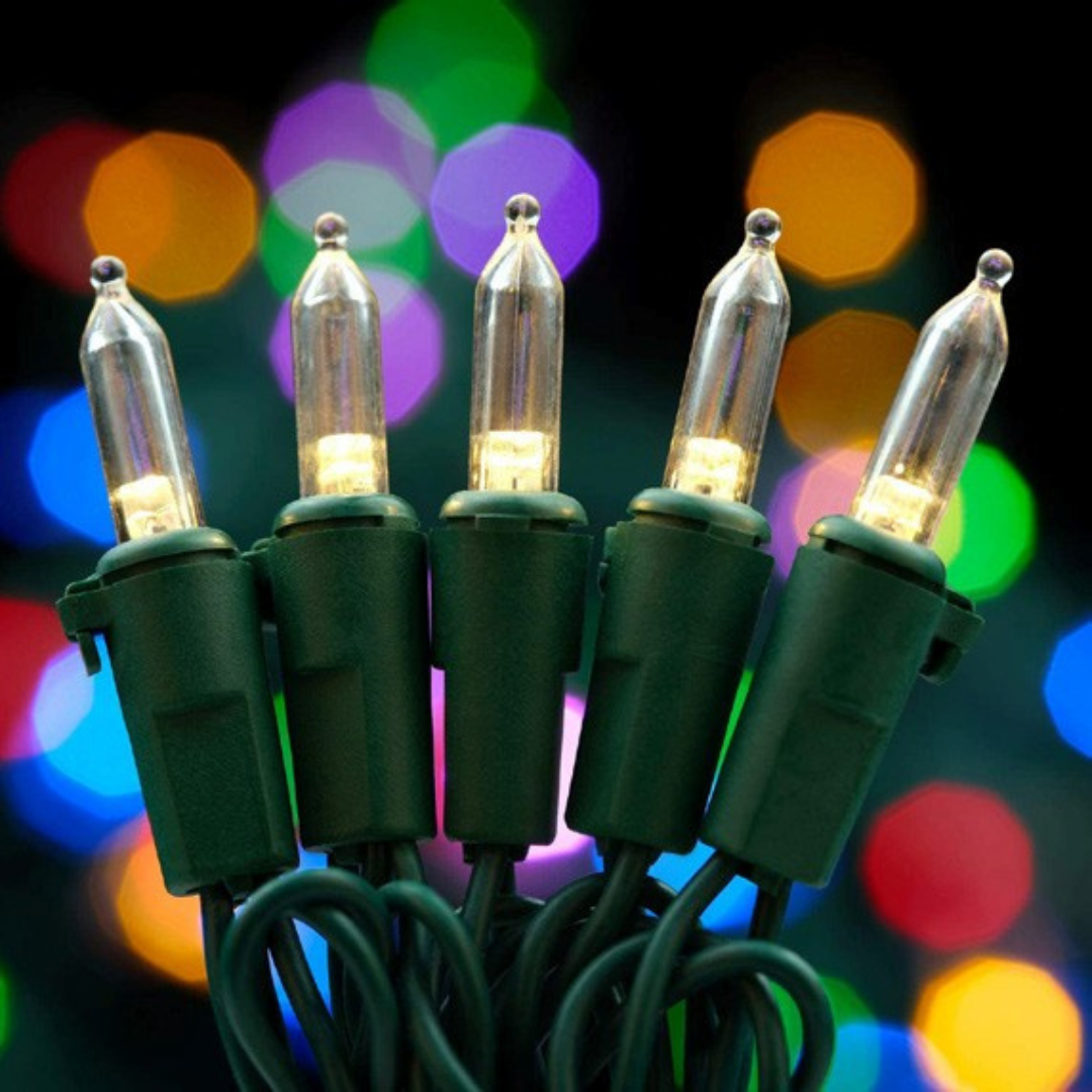 300 Mini Dual Colour LED Connectable Traditional String Lights - Green ...