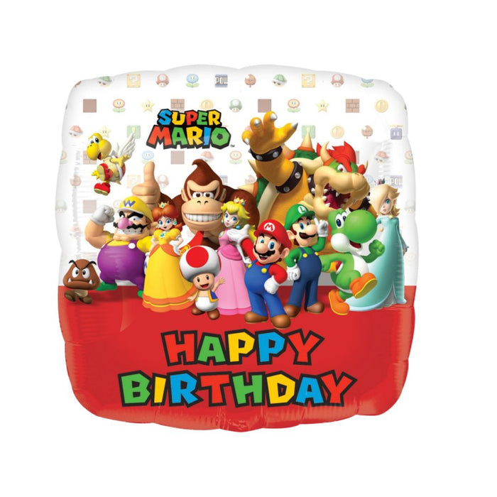 Foil Balloon 45cm Super Mario Brothers Happy Birthday
