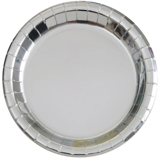 Foil Round Paper Plates Silver 8x23cm