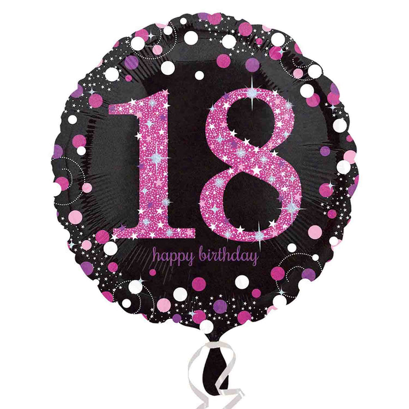 Foil Balloon Standard Holographic Pink Celebration 18 S55 45cm