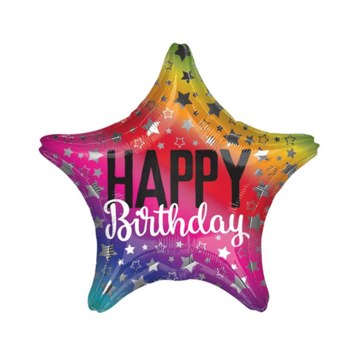 Ronis Standard Foil Balloon 45cm Happy Birthday Rainbow Star