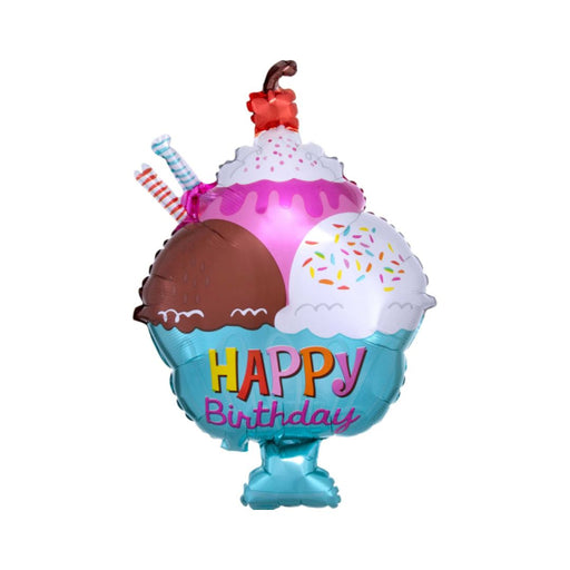 Ronis Super Shape Foil Balloon Happy Birthday Ice Cream Sundae